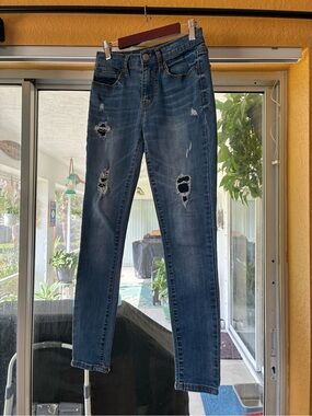Aeropostale Dark Blue Distressed High Waisted Ankle Jegging